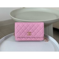 CHANEL Wallet on Chain IN Shiny Grained Calfskin AP3971 PINK 2024