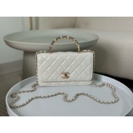 CHANEL Wallet on Chain IN Shiny Crumpled Lambskin AP3801 white 2024