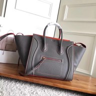 celine grained calfskin phantom luggage gray/red