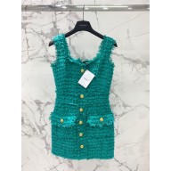 balmain green tweed dress 2023 