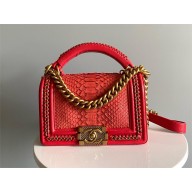 Chanel Chain Boy Flap small Bag In Python red 2024