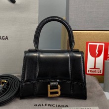Balenciaga Cowhide Mini Hourglass Bag in Black Bb064