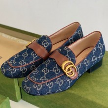 Gucci Goatskin Custom hardware Loafers Blue Gs011 