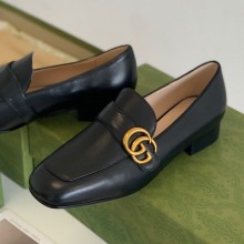 Gucci Goatskin Custom hardware Loafers Black Gs015