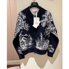 dior Navy Blue and Ecru Wool and Cashmere Knit with Rêve d'Infini Motif cardigan 2023