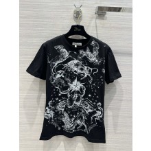 dior black Cotton Jersey with Melothesia Motif T-SHIRT 2023