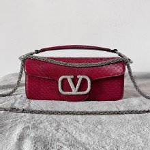 Valentino Locò shoulder bag in Python Pattern red With jewel Logo 2023