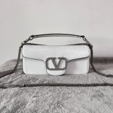 Valentino Locò shoulder bag in Python Pattern white With jewel Logo 2023