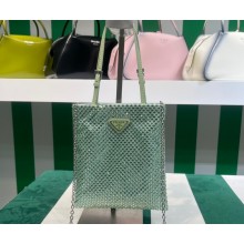 Prada Satin handbag with crystals 1BA253 Green 2023