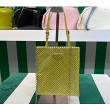 Prada Satin handbag with crystals 1BA253 Yellow 2023
