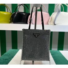 Prada Satin handbag with crystals 1BA253 Black 2023