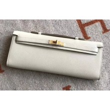 Hermes Kelly Cut Handmade Epsom Leather Clutch White With Gold/Silver Hardware 