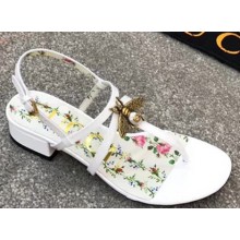 Gucci Patent Leather Sandal with Bee ‎524624 White 2018
