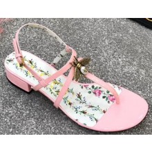 Gucci Patent Leather Sandal with Bee ‎524624 Pink 2018