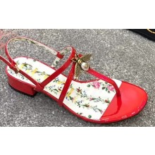Gucci Patent Leather Sandal with Bee ‎524624 Red 2018