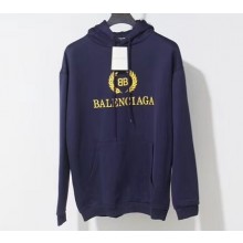 Balenciaga BB Logo Hoodie Sweater Dark Blue 2018