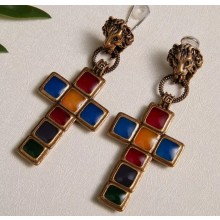Gucci Earrings With Cross Pendant And Lion 548752 2019