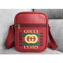 Gucci Vintage Logo Print Messenger Bag ‎523591 Red 2018