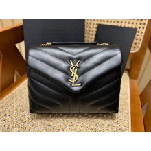 SAINT LAURENT loulou small chain bag en cuir matelassé «y» 494699 black with gold hardware(ORIGINAL QUALITY)