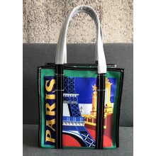 Balenciaga Print City Inspired Bazar Mini XS Shopping Bag Paris Green 2018