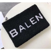Balenciaga Small Shearling Pouch Clutch Bag Black 2018