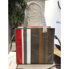 Balenciaga Bazar Small Shopping Bag Etoupe/Red/White/Brown 2018