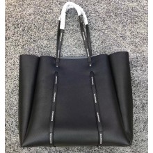 Balenciaga Calfskin Everyday Tote Logo Strap M Bag Black with Thin Handles Resort 2018