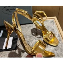 Prada Heel 10cm leather sandals 1X003N Metallic Gold 2023