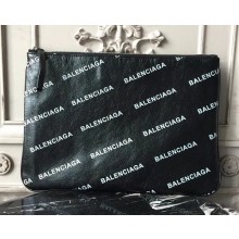 Balenciaga All Over Logo Print Pouch Clutch Bag Black 2018