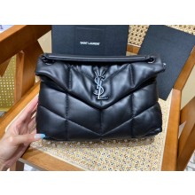 Saint Laurent loulou puffer small chain bag in quilted lambskin 577476 so black(original quality)