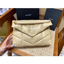 Saint Laurent loulou puffer small chain bag in quilted lambskin 577476 beige with gold hardware(original quality)