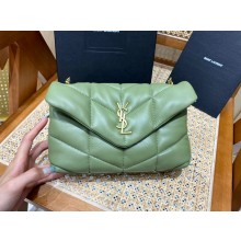 Saint Laurent loulou puffer toy bag in quilted lambskin 620333 GREEN WITH GOLD HARDWARE(original quality)