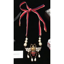 Gucci Bee Necklace with Crystals and Pearls 527133 2018