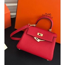 Hermes Kelly Mini 20 Original Epsom Handbag Bright Red