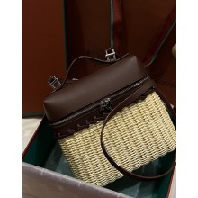 Loro Piana Extra Pocket Mini wicker clutch COFFEE 2023