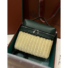 Loro Piana Extra Pocket Mini wicker clutch DARK GREEN 2023