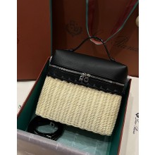 Loro Piana Extra Pocket Mini wicker clutch BLACK 2023