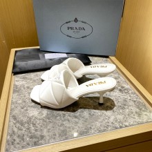 prada Quilted nappa leather slim heeled sandals white 2022