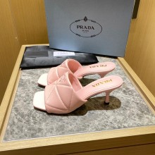 prada Quilted nappa leather slim heeled sandals pink 2022