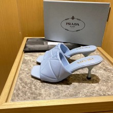 prada Quilted nappa leather slim heeled sandals blue 2022