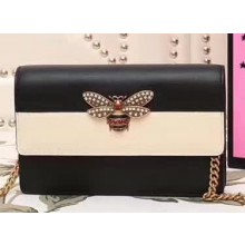 Gucci Queen Margaret Leather Mini Bag 476079 Black/White 2018