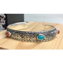 Gucci Garden Cuff Bracelet 524922 Silver/Red/Blue 2018