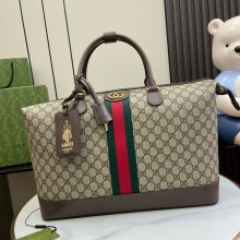 GUCCI SAVOY DUFFLE BAG IN BEIGE AND BROWN CANVAS 763295 2024