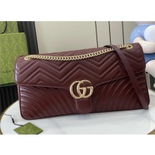 GUCCI GG Marmont large shoulder bag IN BURGUNDY matelassé chevron leather 788371 2024