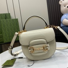 Gucci Horsebit 1955 mini top handle bag IN WHITE LEATHER 781387 2024
