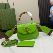 Gucci Bamboo 1947 mini top handle bag with Debossed Gucci logo 786482 green 2024