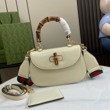 Gucci Bamboo 1947 small top handle bag in patent leather white 2024