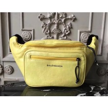Balenciaga Embroidered Logo Lambskin Belt Bag Yellow 2018