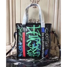 Balenciaga Medium Graffiti Bazar Shopper Bag Green 2018