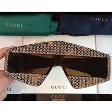 gucci Rectangular-frame acetate sunglasses with crystals 519975 01